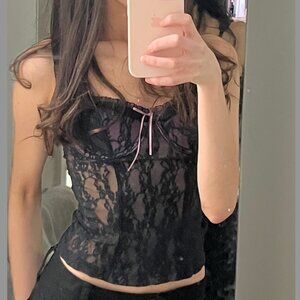 Vintage Y2k AUTHENTIC Victoria Secret Pink&black bow tie. Sydney Carlson corset